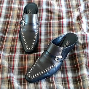 Brighton Tempe black & brown leather mules 8M